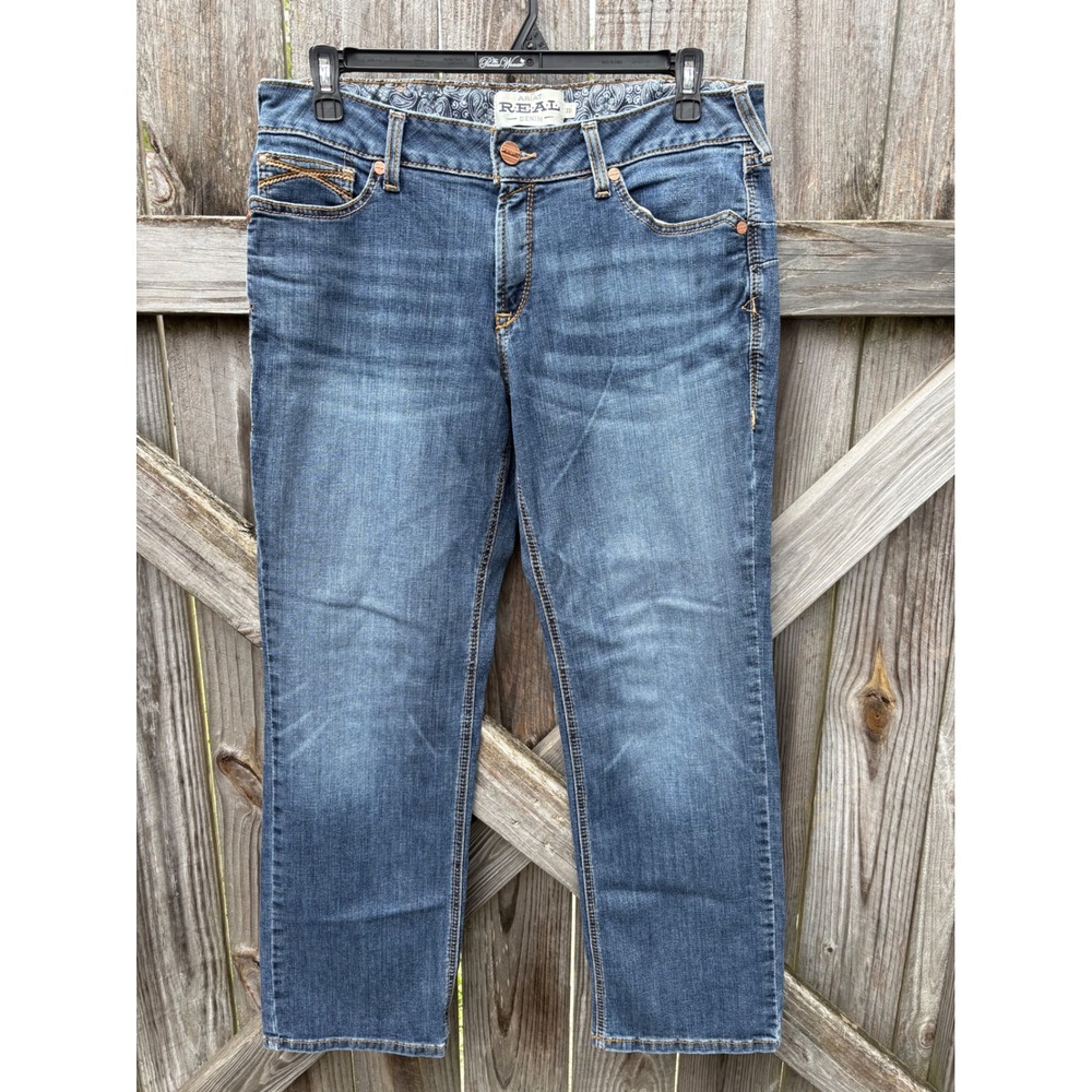 Ariat REAL Denim Goldie Luciana Straight Leg Jeans Medium Wash 33S Womens
